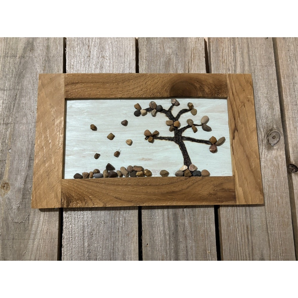 Rustic Handmade Framed Rock Art